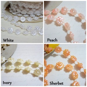 Sm Dbl Sided Flower Pearl Trim - 1yd